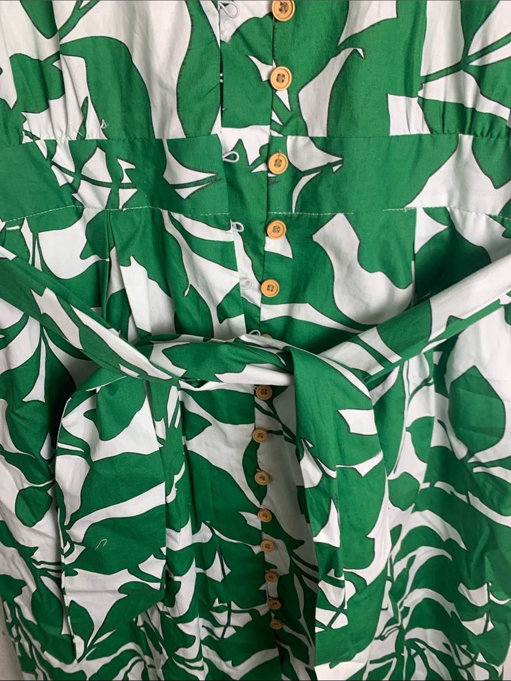 Zara Green Leaf Print Button-Front Midi Dress - Picture 4 of 7